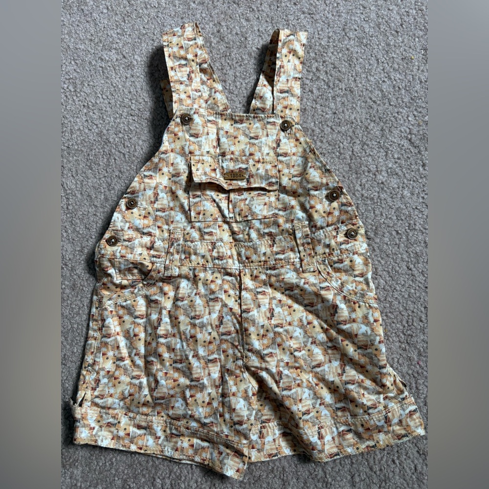 Charlies Beige Patterned Kids Overalls